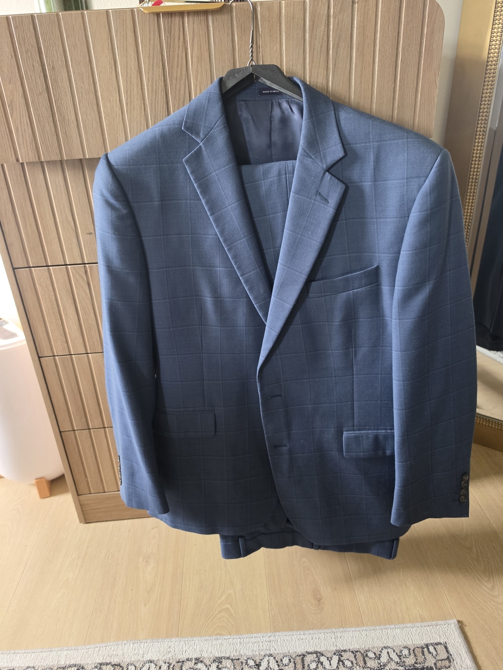 Stafford Blue Windowpane Two-Button Suit Jacket And Pant